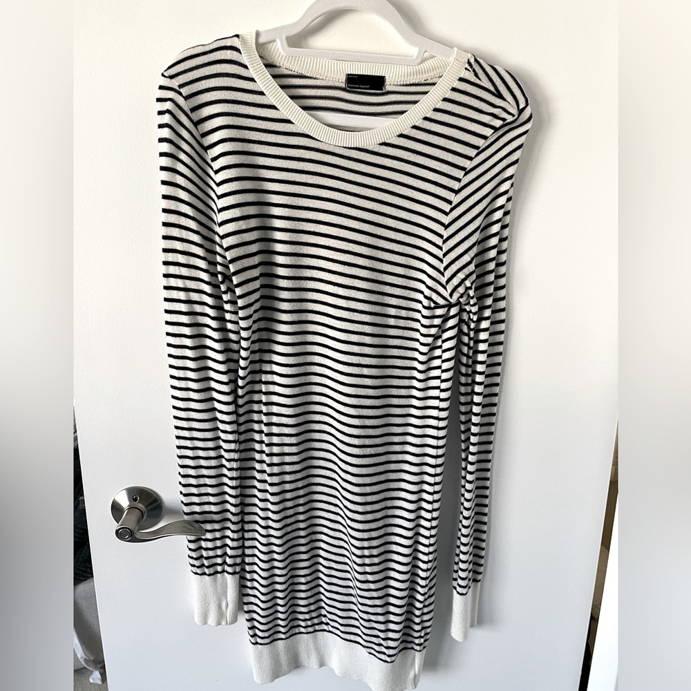 American Apparel Striped Black and White Long-sleeve Dress